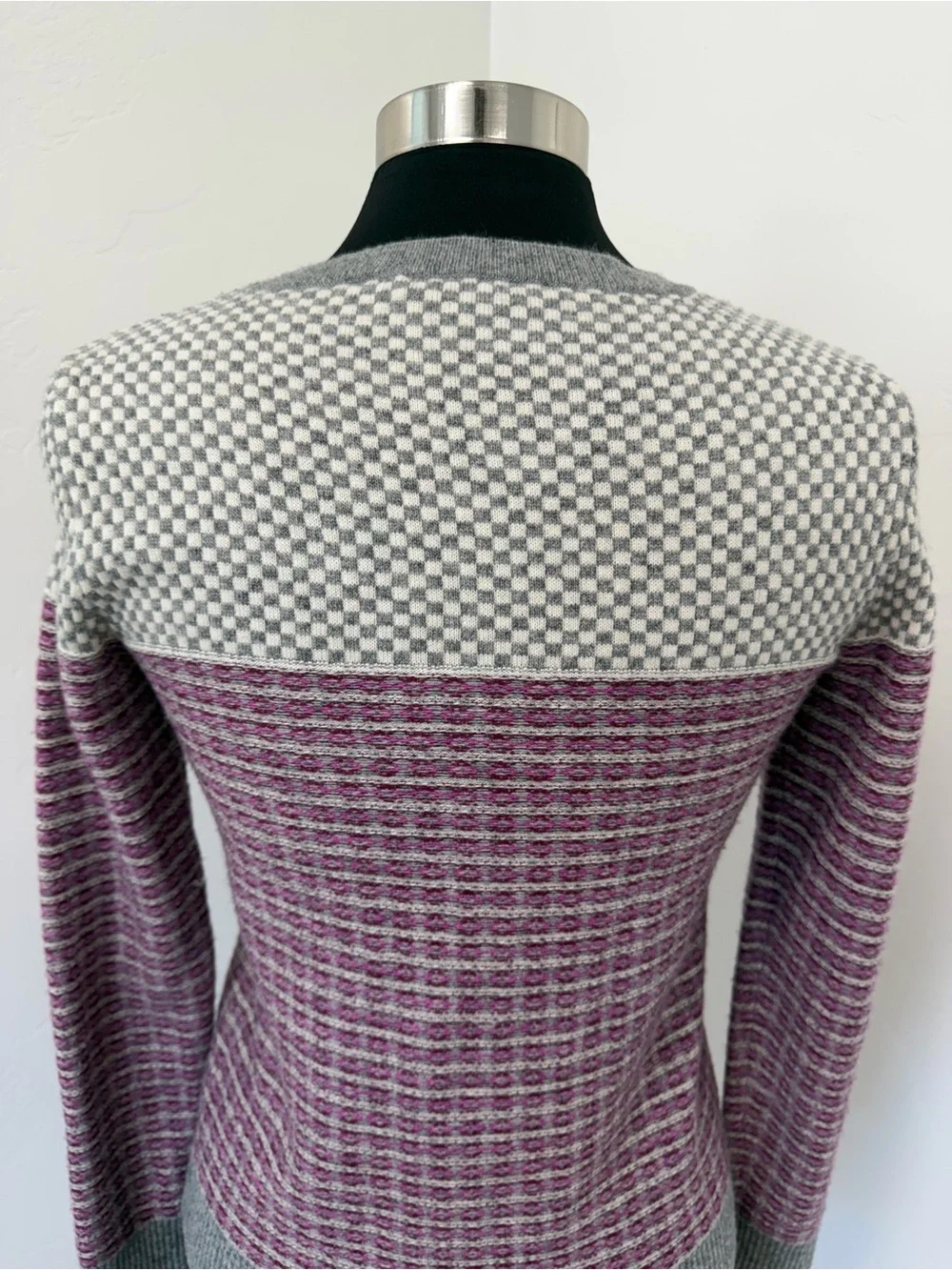 J. Crew Collection Cashmere Blend Mauve Gray Beaded Fair isle Nordic Sweater
